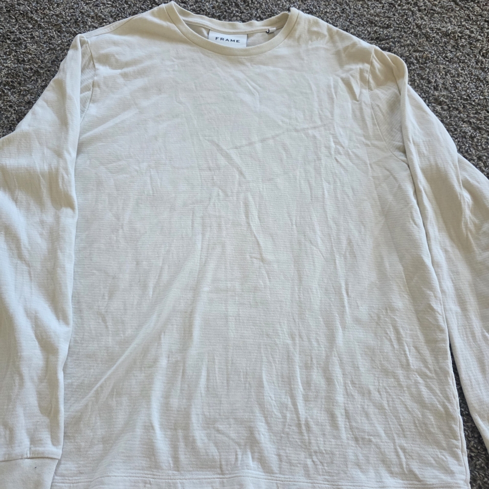 FRAME Cream Textured Long Sleeve Tee Size XL